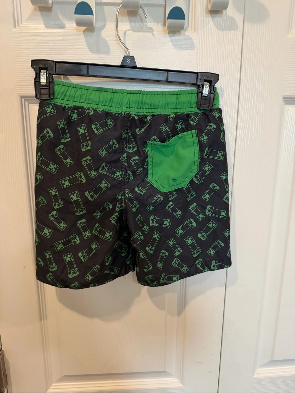 Minecraft Boys' Black & Green Creeper Swim Trunks